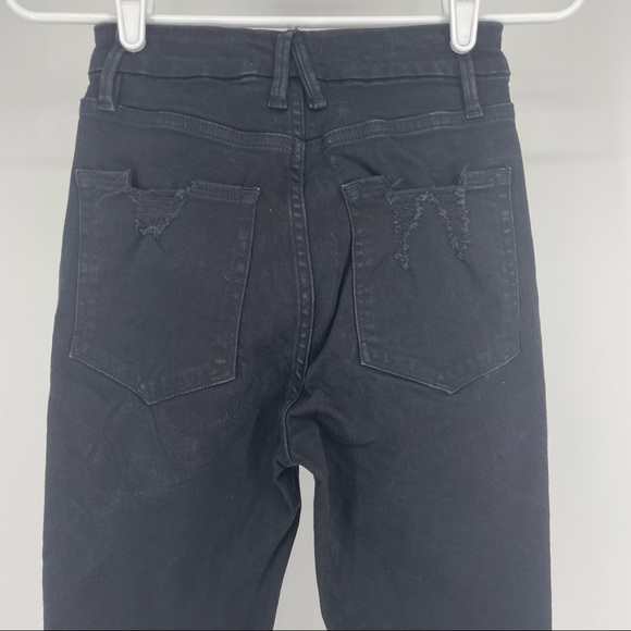 GOOD AMERICAN GOOD WAIST CROP CHEWED HEM BLACK JEANS 0 BLACK073 - Picture 6 of 8